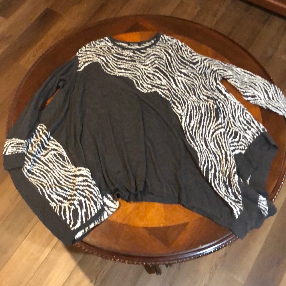 Nic & Zoe Zebra Print Asymmetrical Sweater Poncho… - image 1